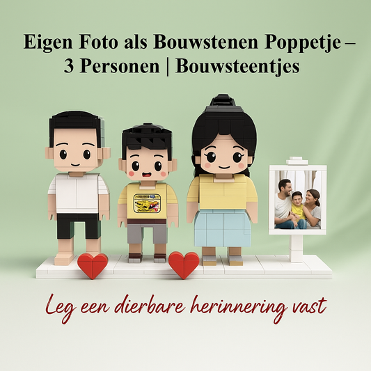 Eigen foto als bouwstenen poppetje 3 personen | Bouwpakket