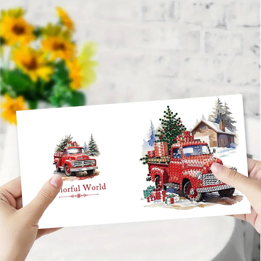 Auto kerstkaarten 6 stuks | 6 stuks | Diamond Painting