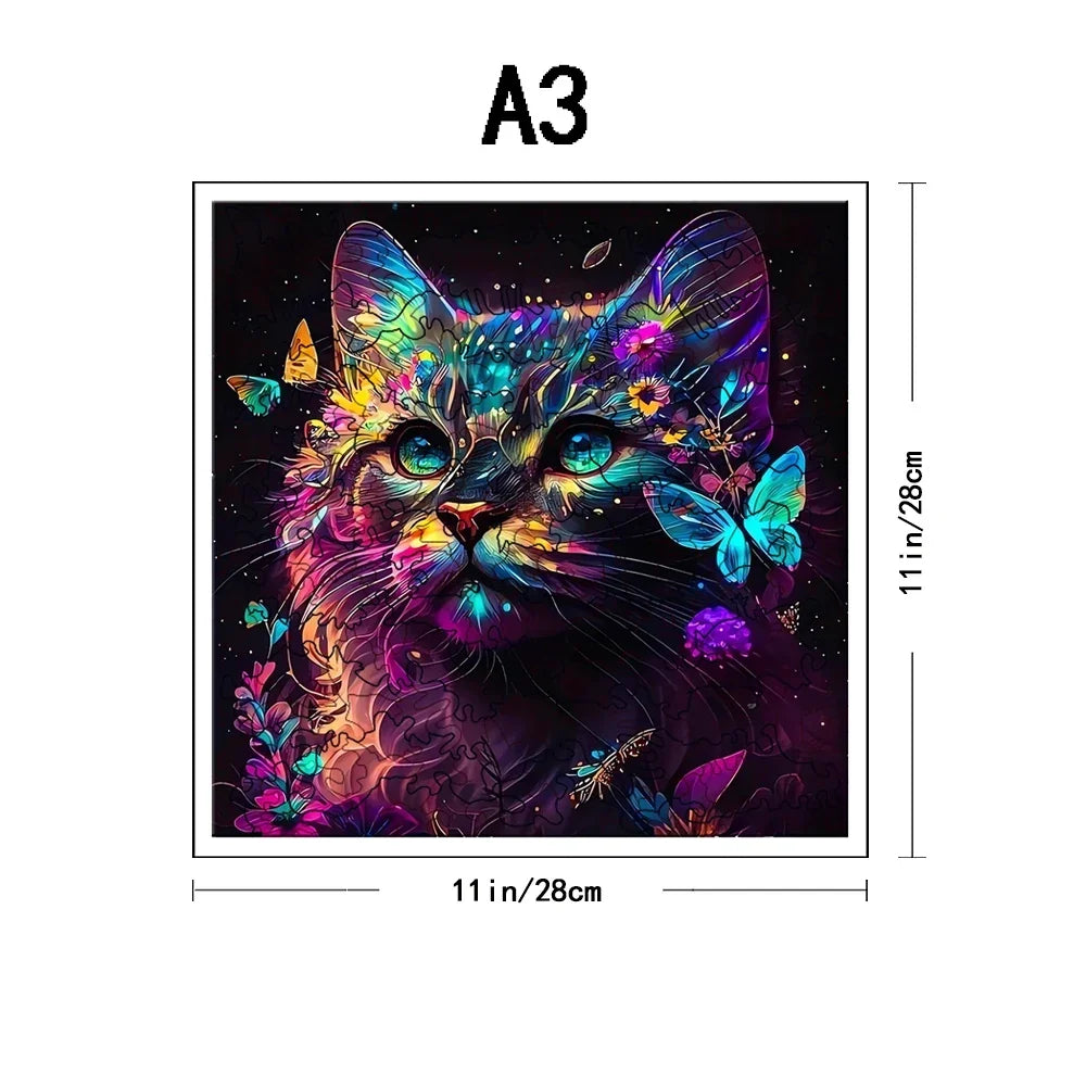 Kat met vlinders | Houten Puzzel