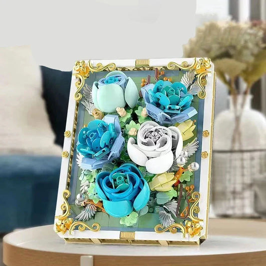 Blauwe rozen schilderij | Bouwpakket