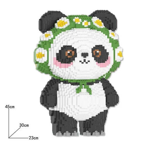 Mega panda met bloemenkrans | Bouwpakket