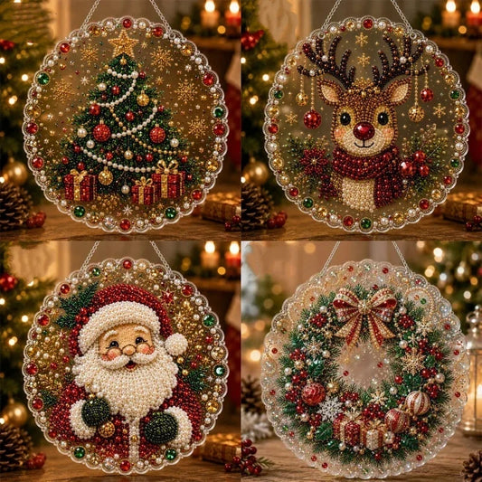 Kerst hanger kerstman met bril | Kerstman met Bril | Diamond Painting