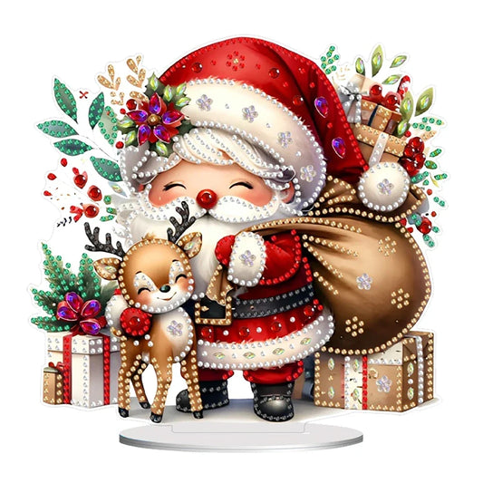 5d kerstman met rendier | Diamond Painting