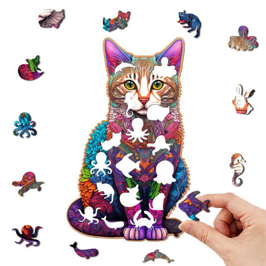 Kleurrijke kat | Houten Puzzel