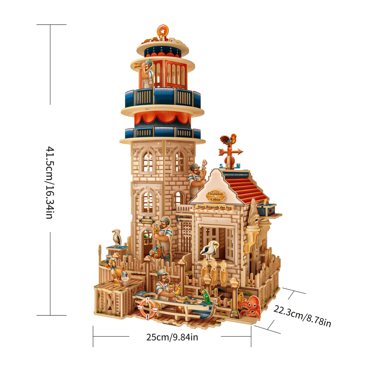 Vuurtoren met huisje | 3D Houten Bouwpakket