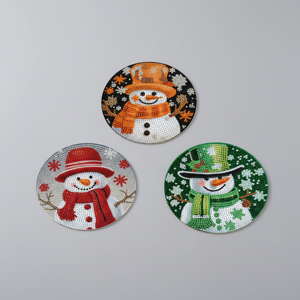 Sneeuwpoppen placemats 4 stuks | 4 stuks | Diamond Painting