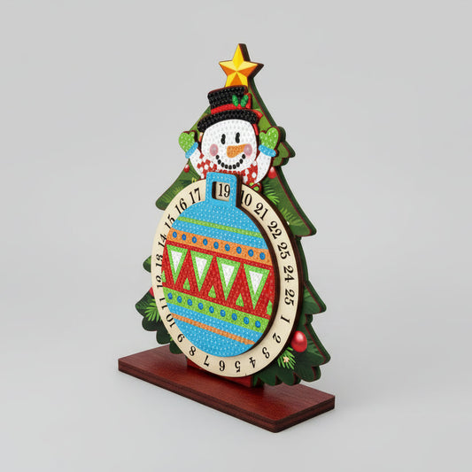 Sneeuwpop in kerstboom | Kalender | Diamond Painting