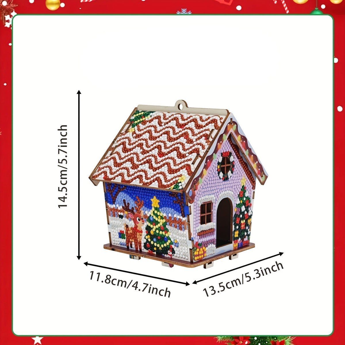 Kerst huisje hanger voor in de boom | Kersthanger | Diamond Painting