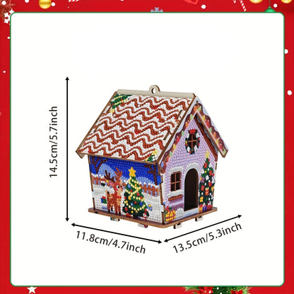Kerst huisje hanger voor in de boom | Kersthanger | Diamond Painting