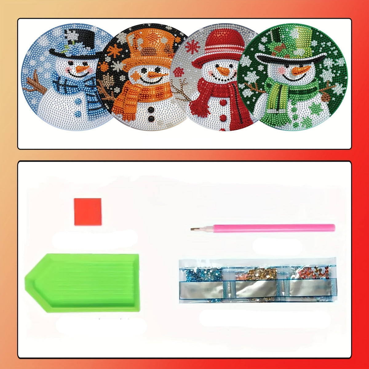 Sneeuwpoppen placemats 4 stuks | 4 stuks | Diamond Painting