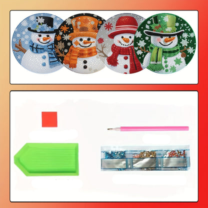 Sneeuwpoppen placemats 4 stuks | 4 stuks | Diamond Painting