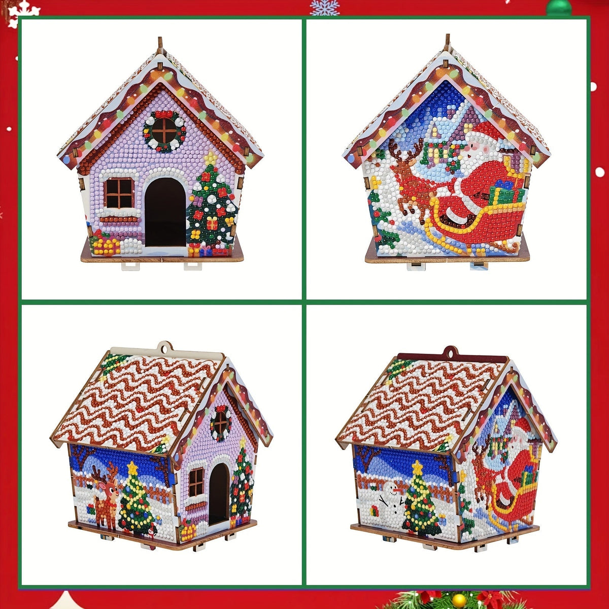 Kerst huisje hanger voor in de boom | Kersthanger | Diamond Painting
