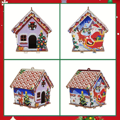 Kerst huisje hanger voor in de boom | Kersthanger | Diamond Painting