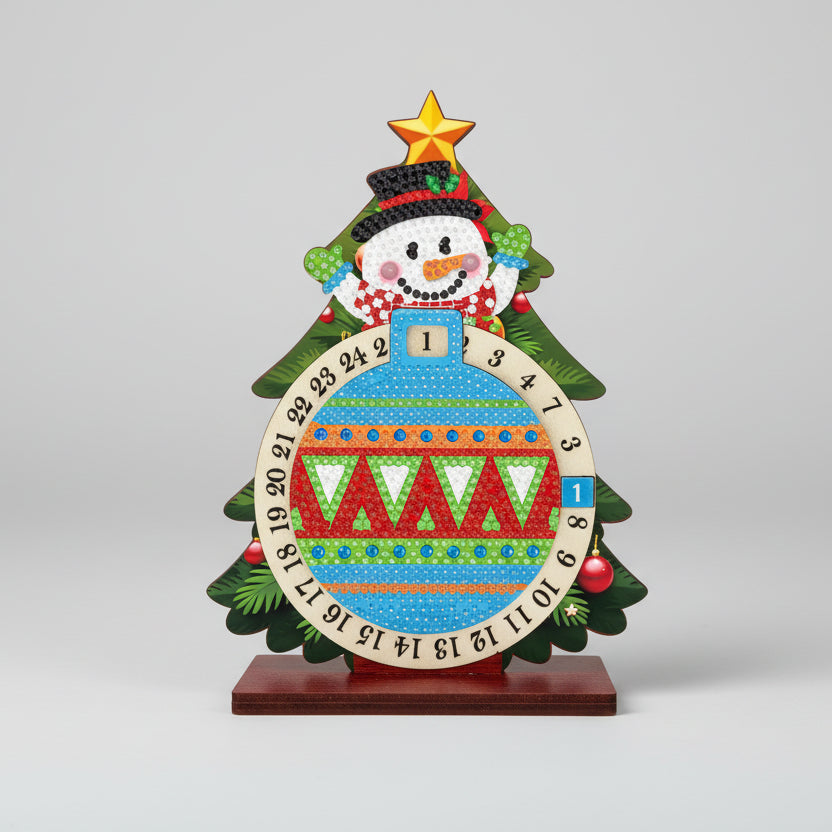 Sneeuwpop in kerstboom | Kalender | Diamond Painting