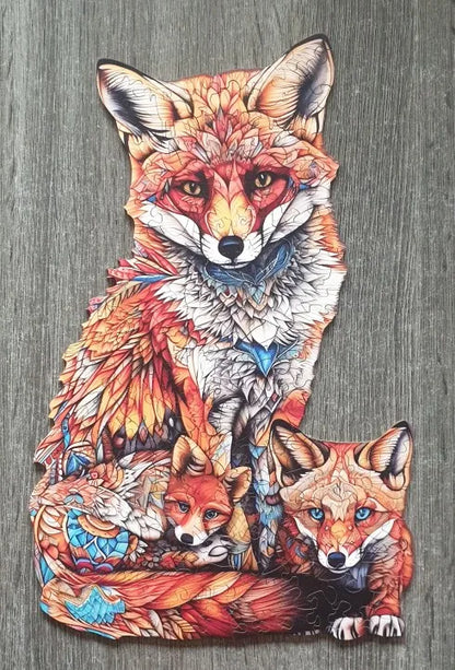 Vos met kleine vosjes | Houten Puzzel