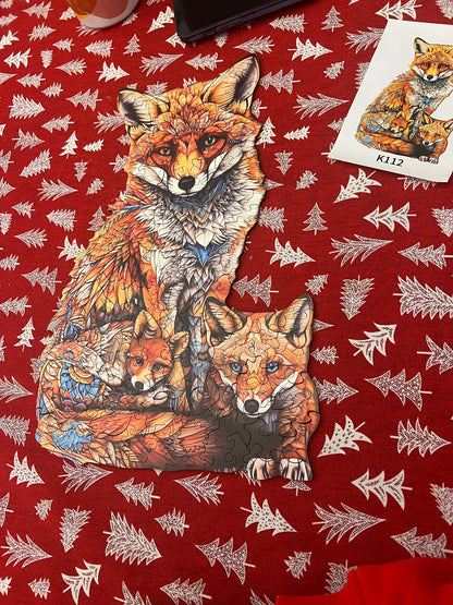 Vos met kleine vosjes | Houten Puzzel