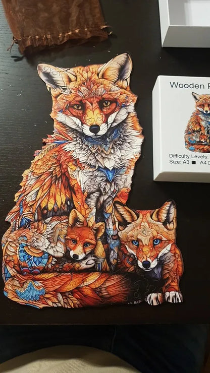 Vos met kleine vosjes | Houten Puzzel
