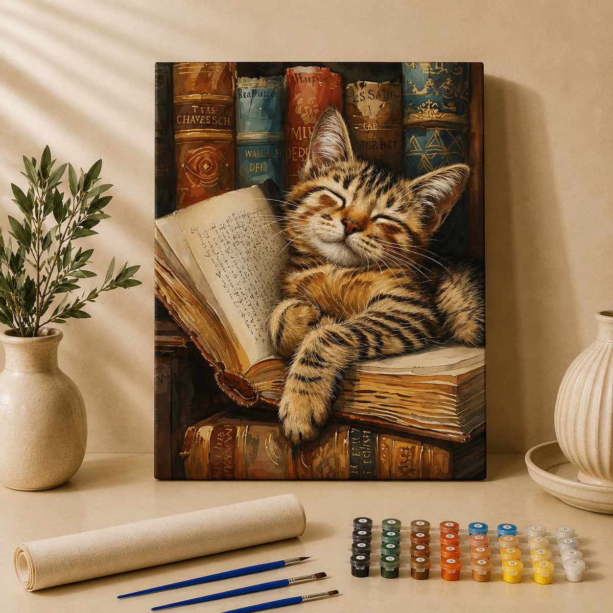 Kat in boek | Schilderen op Nummer