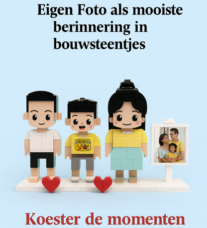 Eigen foto als bouwstenen poppetje 3 personen | Bouwpakket