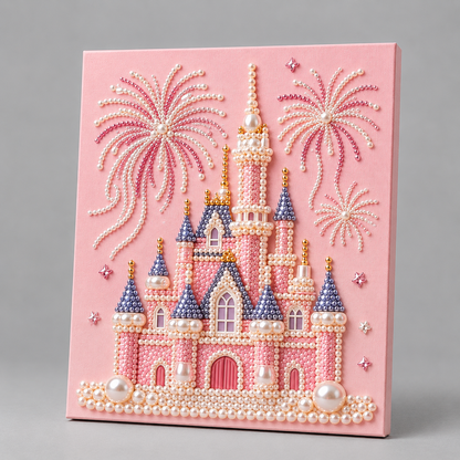 Roze kasteel | Premium parel | Diamond Painting