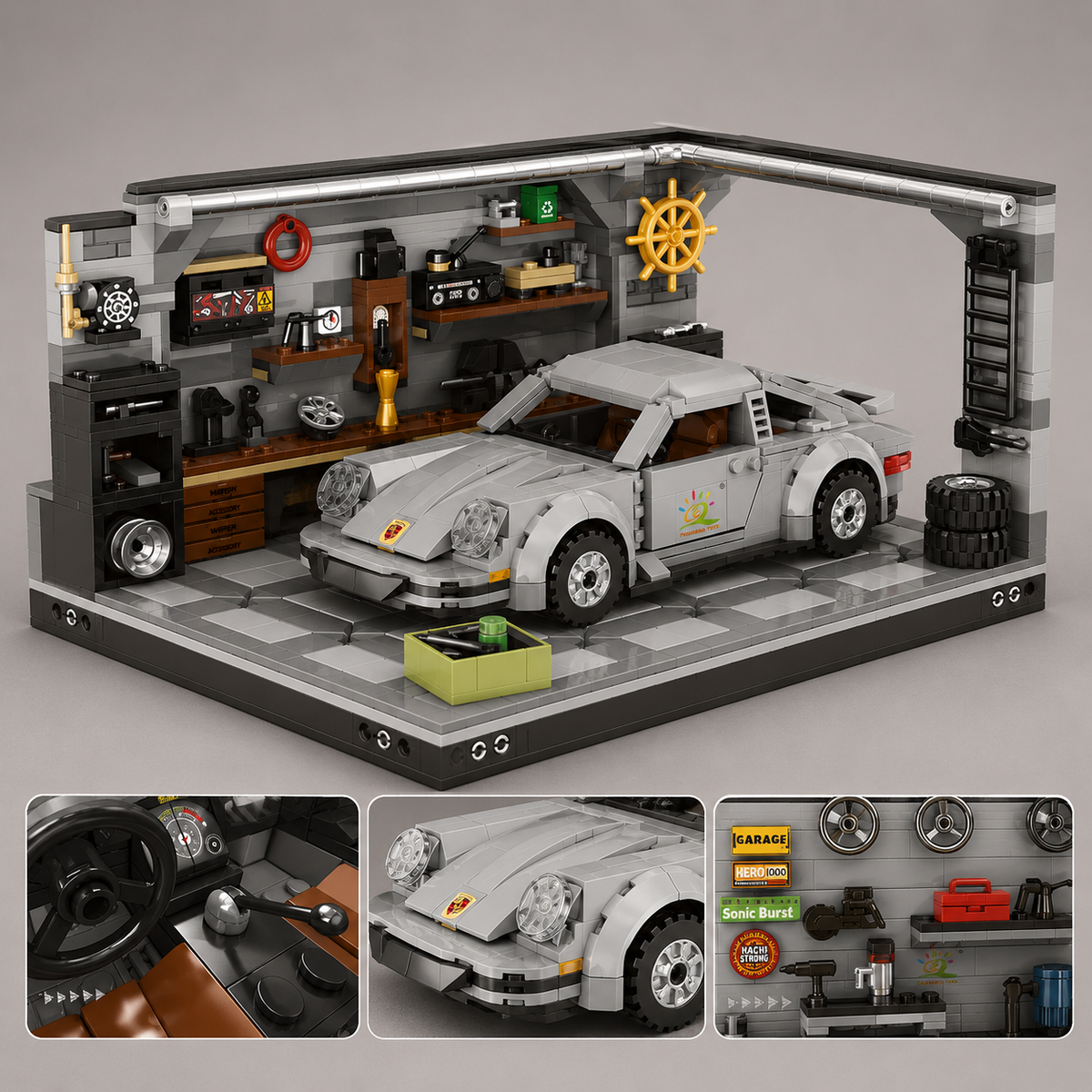 Grijze auto in garage | Bouwpakket