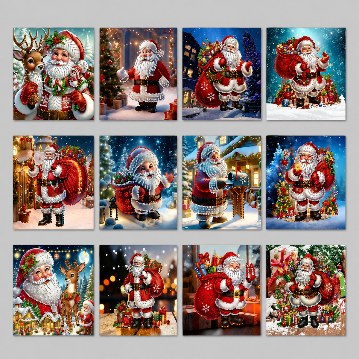 Kerstman Kerstkaarten | 12 stuks | Diamond Painting