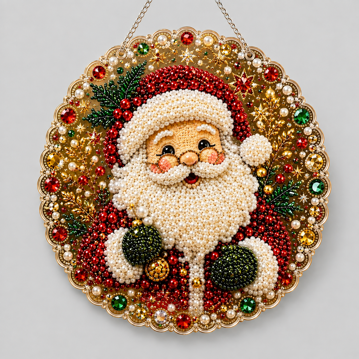 Kerst hanger kerstman met bril | Kerstman met Bril | Diamond Painting