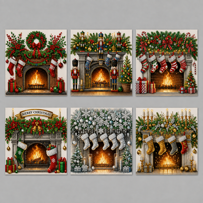 Openhaard kaarten 6 stuks | 6 stuks | Diamond Painting