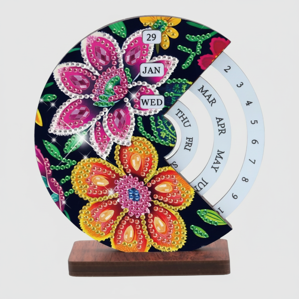 Roze oranje bloem | Kalender | Diamond Painting