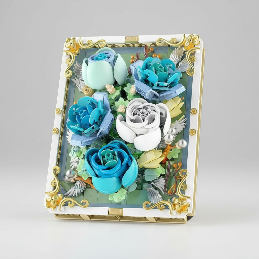 Blauwe rozen schilderij | Bouwpakket