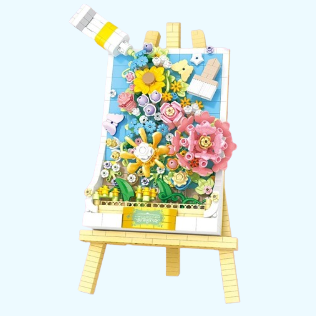 3d blauw bloemen schilderij | Bouwpakket