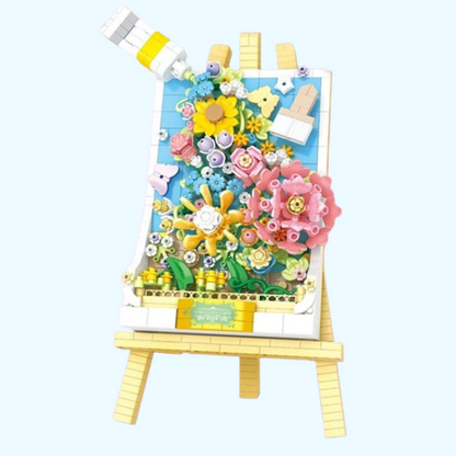 3d blauw bloemen schilderij | Bouwpakket