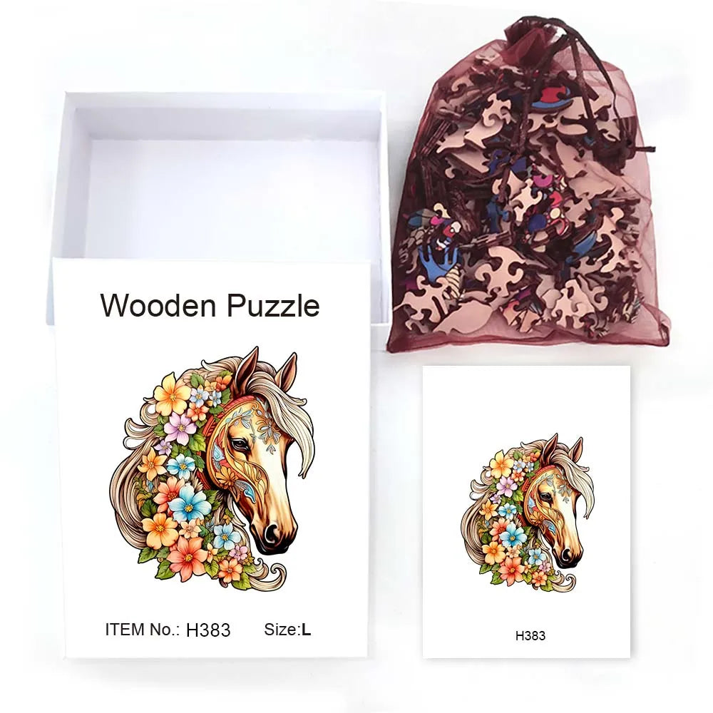 Paard met bloemen | Houten Puzzel