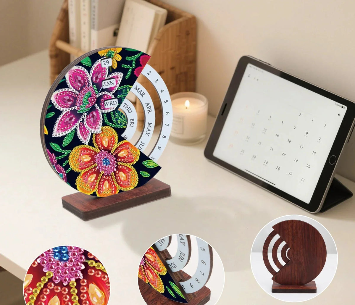 Roze oranje bloem | Kalender | Diamond Painting