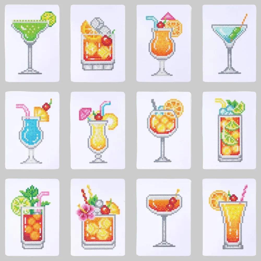 12 Mini Diamond Paintings | Cocktails | Diamond Painting