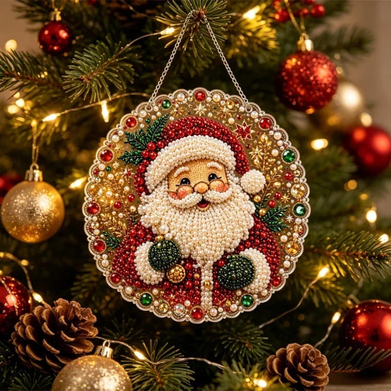 Kerst hanger kerstman met bril | Kerstman met Bril | Diamond Painting