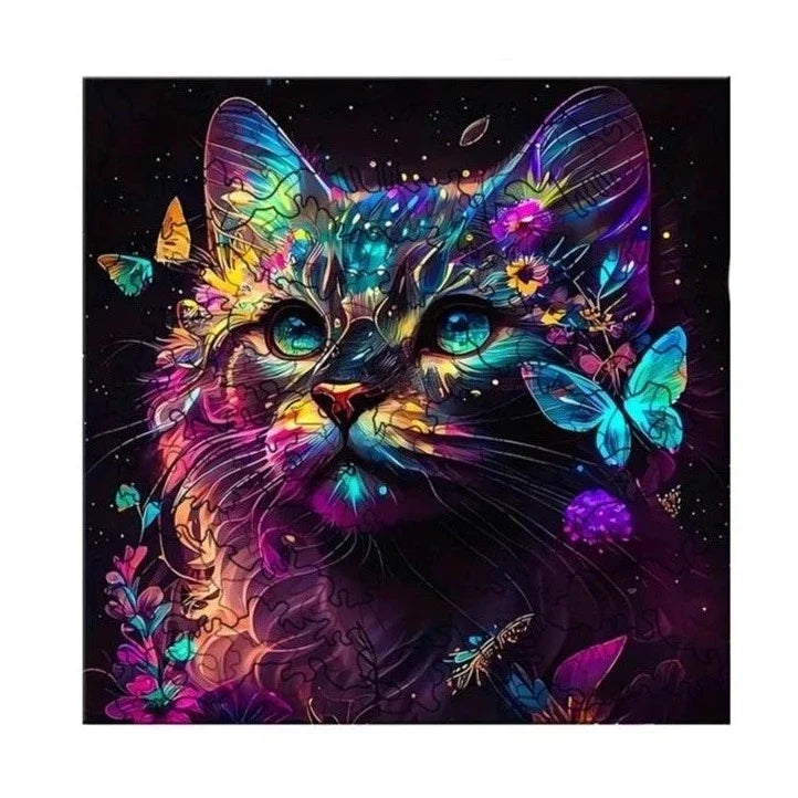 Kat met vlinders | Houten Puzzel