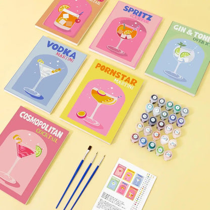6 mini schilderijen kleurrijke cocktail collectie | Kleurrijke Cocktailcollectie | Schilderen op Nummer