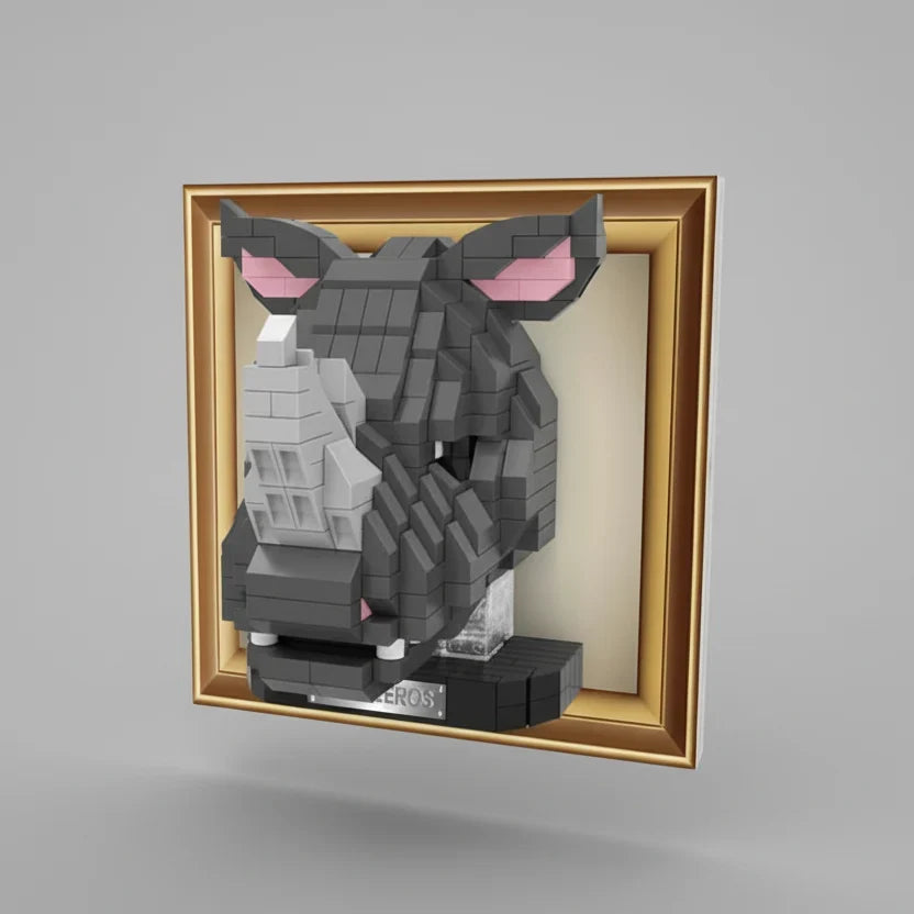 Mini 3D Neushoorn Wandpaneel | Bouwpakket