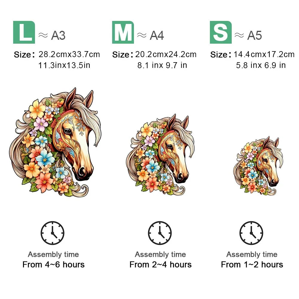 Paard met bloemen | Houten Puzzel