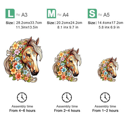 Paard met bloemen | Houten Puzzel
