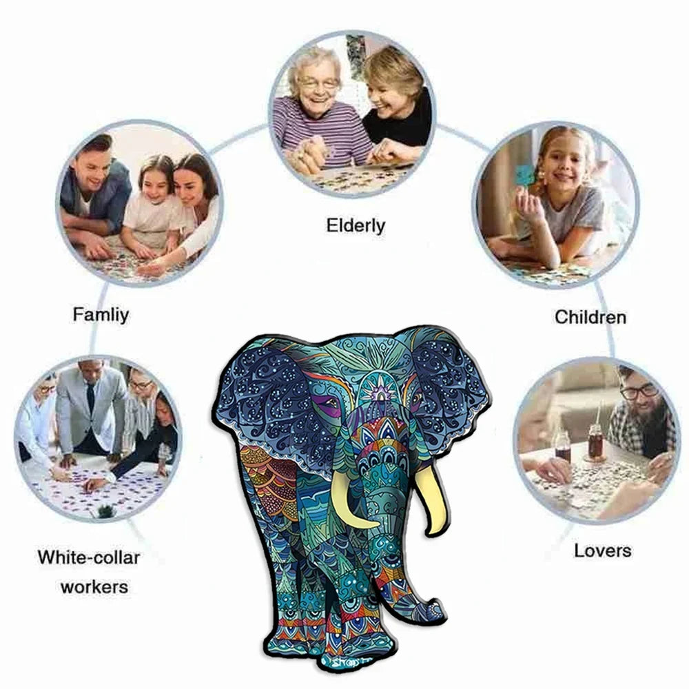 Blauwe olifant | Houten Puzzel