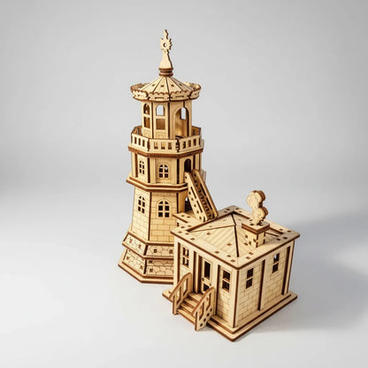 Vuurtoren met huisje | 3D Houten Bouwpakket