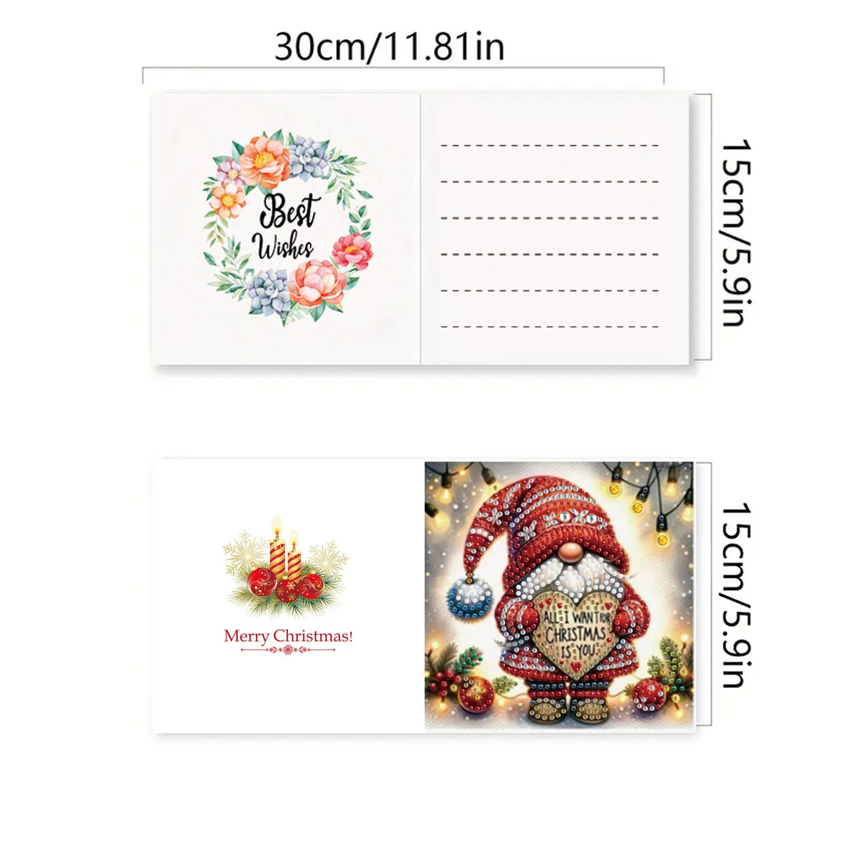 Kerst kabouters kaarten 6 stuks | 6 stuks | Diamond Painting