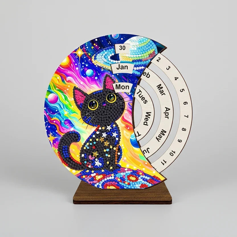 Zwarte kat | Kalender | Diamond Painting