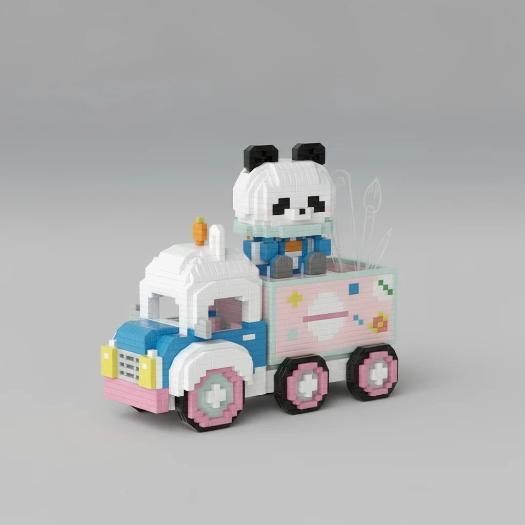 Panda in trein pennenbakje | Pennenbakje | Bouwpakket