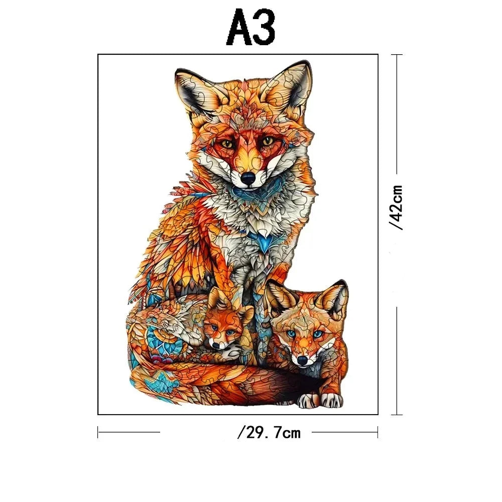 Vos met kleine vosjes | Houten Puzzel