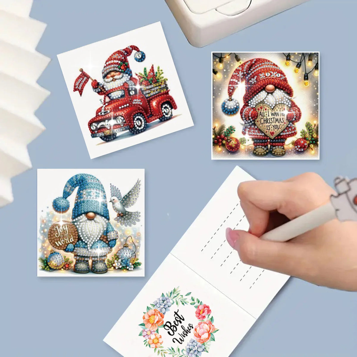 Kerst kabouters kaarten 6 stuks | 6 stuks | Diamond Painting