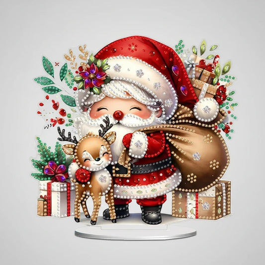 5d kerstman met rendier | Diamond Painting