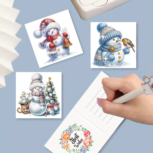 Sneeuwpop kaarten 6 stuks | 6 stuks | Diamond Painting